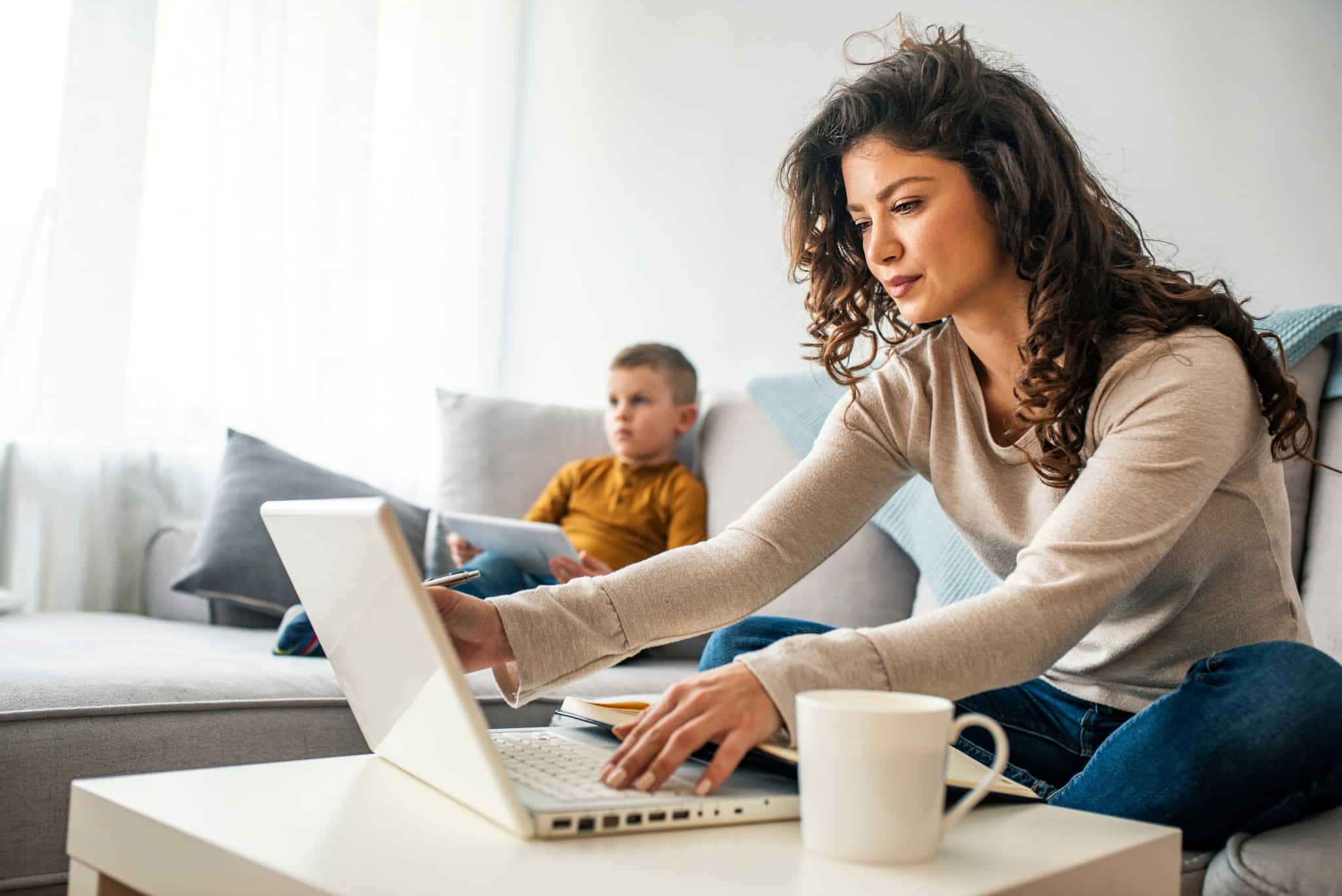 mom on a laptop